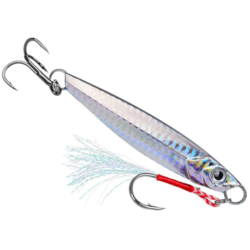 Treble Hook Fast Sinking Jigging Baits Jigs Lure 13g/30g/60g Hard Metal Jigging Spoon Lures Saltwater Fishing Lure - color: ColorE 60G