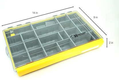 Kingfisher Fishing Fly Fishing Boat Streamer Storage Box with Removable Dividers - Yellow