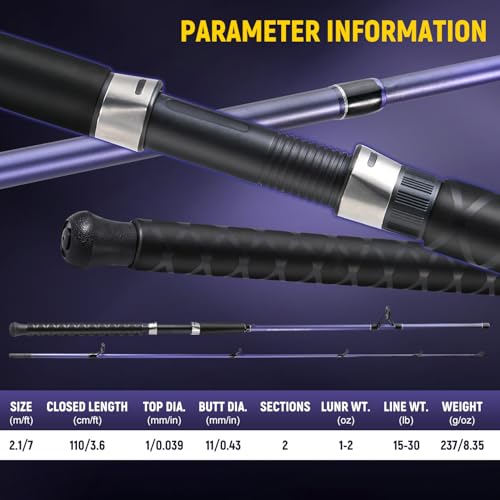 Sougayilang Spinning Rods, Strong Carbon&Glass Composite Fishing Pole with Stainless Steel Line Guides for Catfish- 7'0" - color: Purple-1Pack