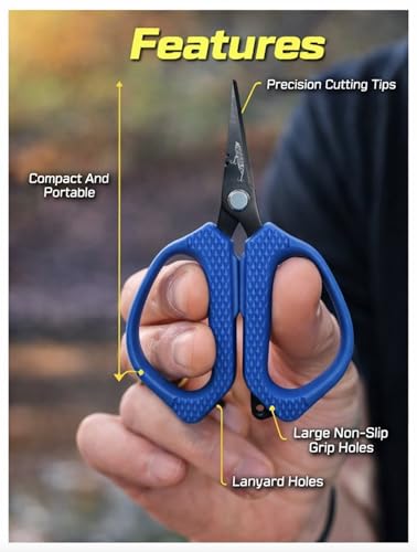 Topwater Co. Mini Braid Scissors – Compact Fishing Line Cutters for Braid, Mono & Fluoro | Sharp Stainless Steel, Non-Slip Grip, Saltwater & Freshwater Use | braid, mono, fluro, rigging, non-slip grip, stainless steel, freshwater/saltwater use