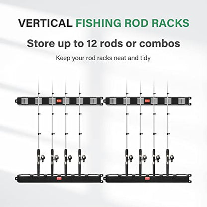 Horizontal Fishing Rod Holders Wall-Mounted – Simple Deluxe Fishing Rod Rack Great Fishing Pole Holder for Garage - color: Vertical 6-Rod Rack, 2 Pairs