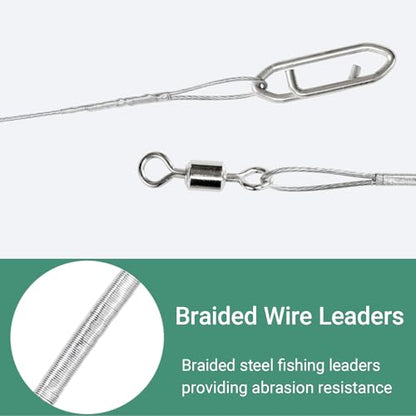 AMYSPORTS High Strength Fishing Leaders Steel Heavy Duty Fishing Leader Wire Line Stainless Wire Leaders Saltwater White Nickel - size: #2 (7.8in-30lb) 40pcs