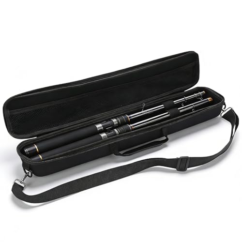 Travel Fishing Rod Case Hard Shell, Fishing Pole Carrying Case for Travel Fishing Rod Bag Carrier Case Fishing Pole Travel Case with Shoulder Strap for Fishing Tools