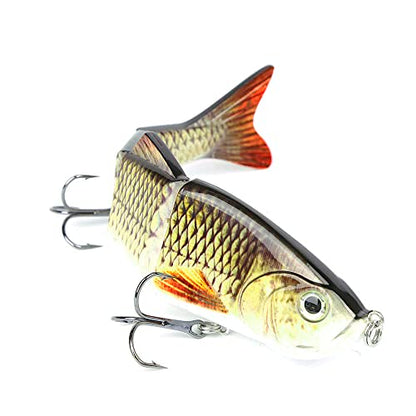 10in Multi Jointed Swimbait Fishing Lures Bait,4 Segment Big Giant Sinking Fishing Bass Lures,Crankbaits Swimbaits with Treble Hook - color: 10in,4.76oz-Color F