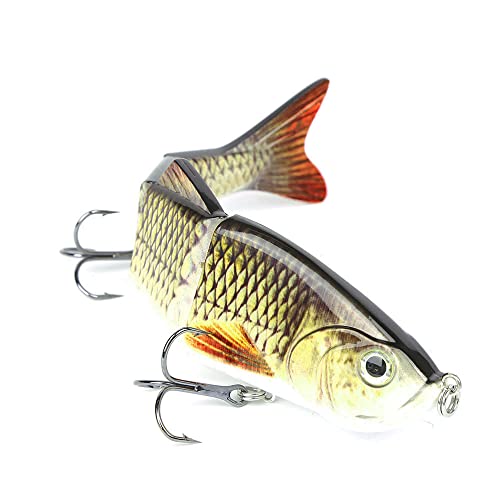 10in Multi Jointed Swimbait Fishing Lures Bait,4 Segment Big Giant Sinking Fishing Bass Lures,Crankbaits Swimbaits with Treble Hook - color: 10in,4.76oz-Color F