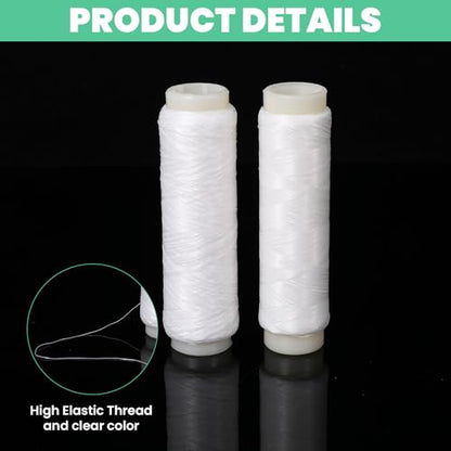 3 PCS Elastic Invisible Fishing Thread, 0.1/0.2 mm Length Length 656 Feet per Spool Clear Fishing Bait String Keeping Bait On Hook for Salmon Sturgeon Catfish