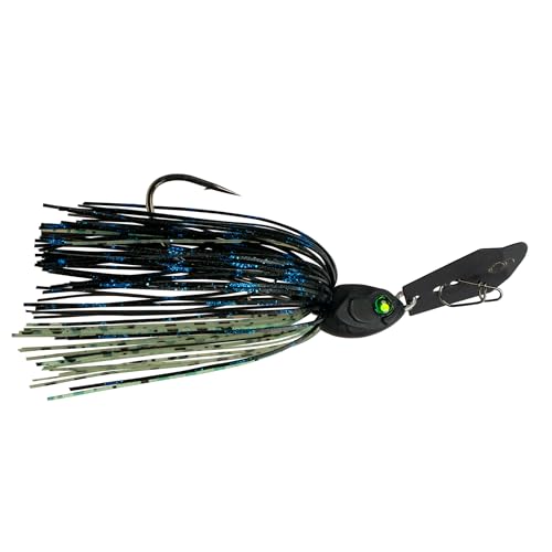 6th Sense - Jigsaw Bladed Jig for Bass Fishing, Vibrating Swim Jig, Reaction Bite Bait - color: Black Magic, size: 1/4oz.