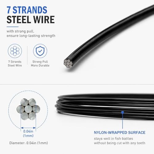 Stainless Steel Fishing Wire Leaders, Black Coated & Uncoated Options, Heavy Strength 31–100LB, 6–21in Multi Sizes with Rolling Swivels Snaps for Salt Fresh Water Shark Pike Barracuda - color: 35pcs-21.26in(100LB-200LB)