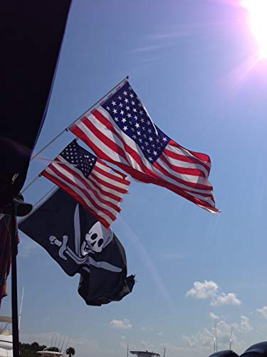 South Wind Designs Boat Flag Pole - Boat Flagpole for Rod Holder & Rocket Launcher, Marine Grade Fiberglass, EVA Foam Base with Gimbal End & Stainless Flag Clips - Two 3ft Poles - size: Two 3' Poles
