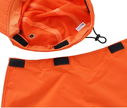 Connectyle Mens Foldable UV Protection Sun Hat with Removable Neck Flap Outdoor Adventure Sun Cap for Fishing Hiking Safari - color: Orange