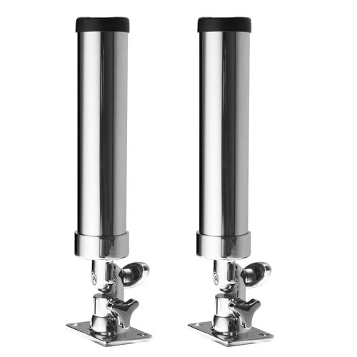 Rod Holders for Fishing Boat, 2 Pack Marine Grade Stainless Steel 316 Adjustable Swivel Deck Mount or Rail Mount Fishing Pole Holder - style: A Style