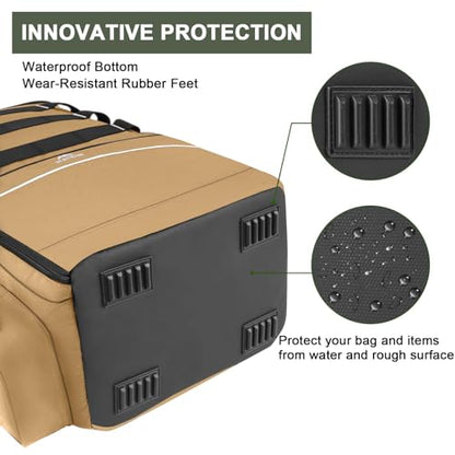 MATEIN Fishing Backpack, Water Resistant Tackle Storage Bag with Rod Holders & Cooler, Fishing Gifts for Men - color: Khaki