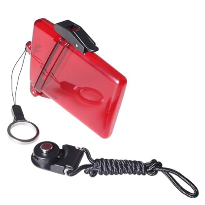 Sport Waterproof ID Card Badge Holder Case with Lanyard Cover Multiple Credit Cards, Registration, ins Card Heavy Duty Durable Locker Dry Box (Clear Red,2pack) - color: Clear Red,2pack