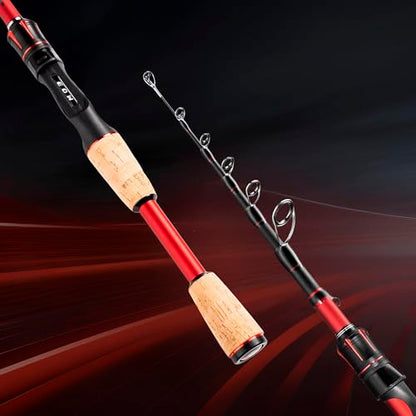 EOW XPEDITE LITE Portable Telescopic Fishing Rods & Combo, Spinning & Casting Fishing Poles, 24T Carbon Rod Blanks, Solid Carbon Tip, Split Cork Grips, Travel Rod, Combos with 5+1BB Spinning Reel - size: 5'6"-M-Fast, style: Rod- Spinning