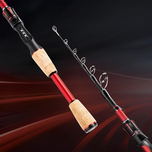 EOW XPEDITE LITE Portable Telescopic Fishing Rods & Combo, Spinning & Casting Fishing Poles, 24T Carbon Rod Blanks, Solid Carbon Tip, Split Cork Grips, Travel Rod, Combos with 5+1BB Spinning Reel - size: 6'6"-M-Fast, style: Rod- Spinning