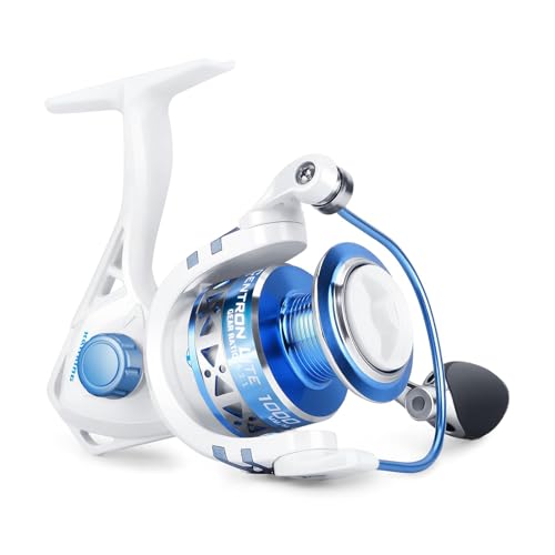 KastKing Centron & Centron Lite Spinning Reels, Size 500 is Perfect for Ice Fishing, Up to 17.5 Max Drag, 5.2:1 Gear Ratio, Ultra Smooth Powerful, CNC Aluminum Spool, 9+1 BB Light Weight - color: Centron Lite - Collapsible Handle, size: Size 1000