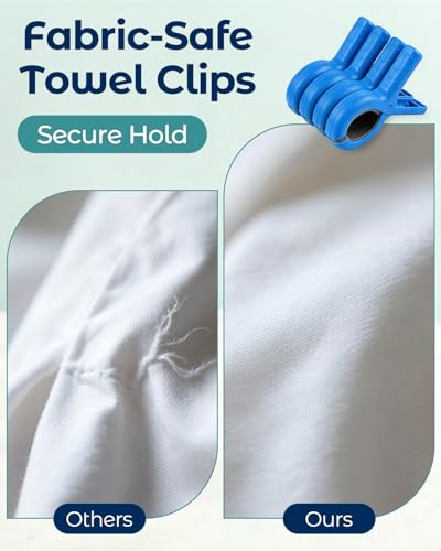 10 Pack Beach Towel Clips Heavy Duty Large Beach Essentials Chair Pool Clip | Deep Blue Clips with Strong Grip, Silicone Protection, Rust Resistant Spring, Multi-Use for Beach, Boat, Cruise & Outdoors - color: Deep Blue