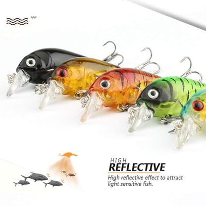 DONQL Crankbaits for Bass Fishing, Minnow Fishing Lure Baits Kit, Wobbler Topwater Lures with Hooks Hard Popper Lures for Saltwater Freshwater Fishing Trout Bass Perch Salmon (Type 1-4.5 cm / 4g)