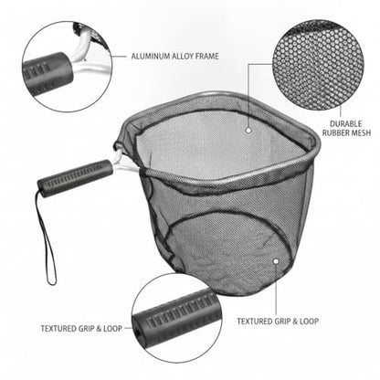 Landing Net Head Replacement with Rubber Mesh and Aluminum Alloy Frame for Freshwater Fishing (1 PC) - size: 11.81 x 14.17 x 10.24"