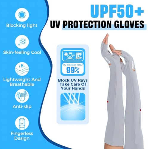 UV Protection Gloves - Non Slip Sunblock Gloves for Summer Outdoor Fishing & Driving - color: 2pairs Gray