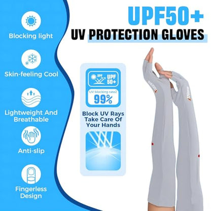 UV Protection Gloves - Non Slip Sunblock Gloves for Summer Outdoor Fishing & Driving - color: 2pairs Gray