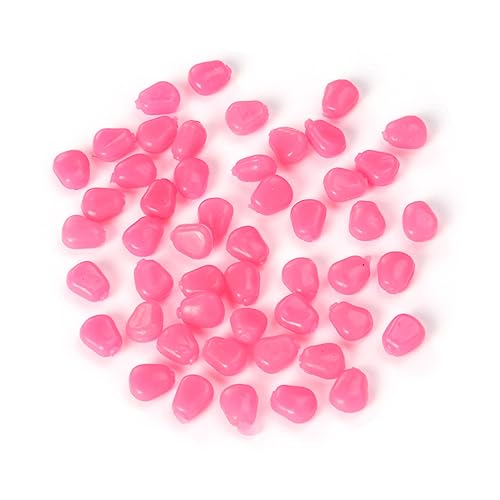 VOSAREA 50Pcs Pink Fake Corn Fishing Lures Soft Baits for Bass Carp Trout Simulation Baits Sweet Corn Scent Reusable PVC Material for Freshwater Saltwater Lakes Rivers