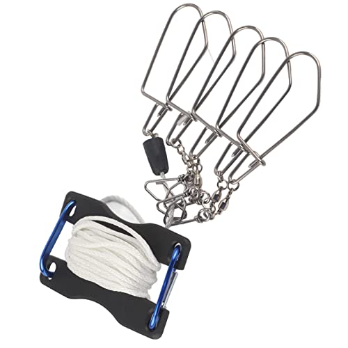 Live Fish Lock, Stainless Steel Buckle, 8m Wear Resistant Nylon Rope, Professional Gear Accessories for Big Catch, Quick Release Stringer for Kayak Fishing Gear - color: Black