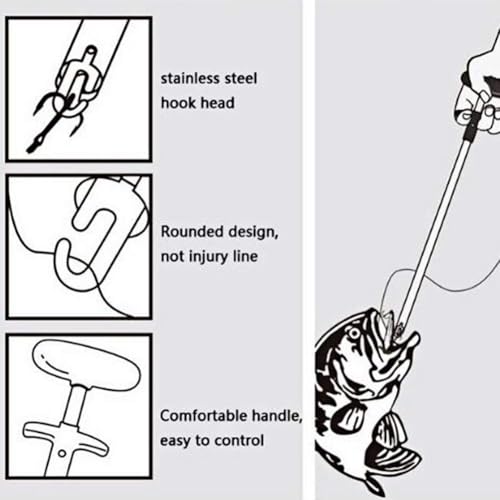 T-Shaped Fish Hook Detacher Remover, Stainless Steel Fishing Tackle Accessory with Ergonomic Handle Portable Fish Hook Extractor for Saltwater Freshwater (8x11cm/3.1x4.3in)
