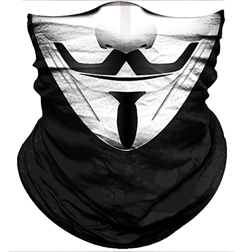 Obacle Bandana Face Mask Neck Gaiter Tube Mask Men Women for Sun Dust Protection - color: Men Black White Face Smile