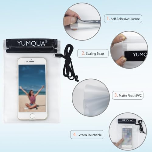 YUMQUA Clear Waterproof Bag, Waterproof Document Pouch Passport Holder Water Tight Map Case Waterproof Pouch Water Proof Small Dry Bags for Kindle Phone Tablet Camera, Kayak Boat PaddleBoard - color: Black