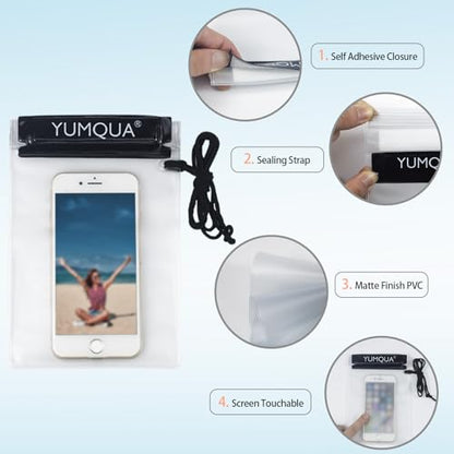 YUMQUA Clear Waterproof Bag, Waterproof Document Pouch Passport Holder Water Tight Map Case Waterproof Pouch Water Proof Small Dry Bags for Kindle Phone Tablet Camera, Kayak Boat PaddleBoard - color: Black