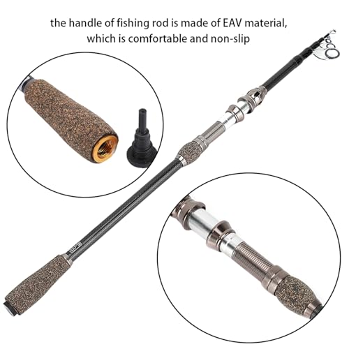Ice Fishing Rod, Sea Fishing Rod Short Section Carbon Fiber Ice Cork Handle Stretchable Pole Lure Accessories for Trout (1.8