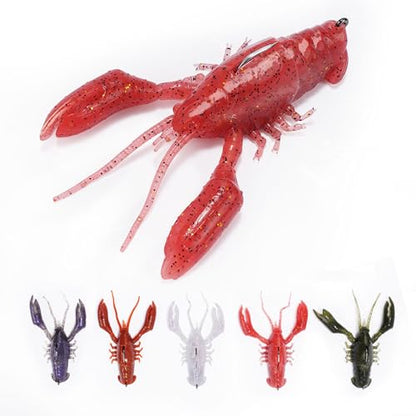 FONMANG 5-Pieces Crawfish Bass Lures, Soft Plastic Bait with Durable TPE, Lifelike Shrimp Crayfish Swim Bait for Freshwater and Saltwater, Weedless Fishing Lures 3" 5/8oz - color: 5-Color