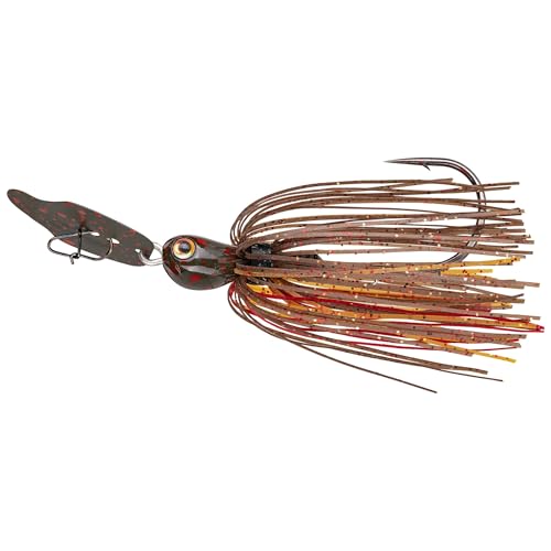 Strike King Thunder Cricket Fishing Lure, Vibrating Swim Jig, Silver Blade, 4/0 Jungle-Style Flipping Hook - color: Falcon Lake Craw, size: 3/8 oz