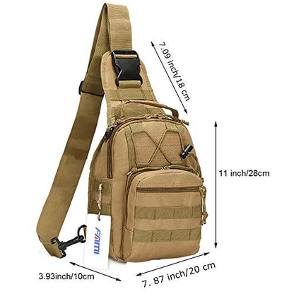 FAMI Outdoor Tactical Bag Backpack, Military Sport Bag Pack Sling Shoulder Backpack Tactical Satchel for Every Day Carry (Tan 2 Packs) - color: Tan 2 Packs