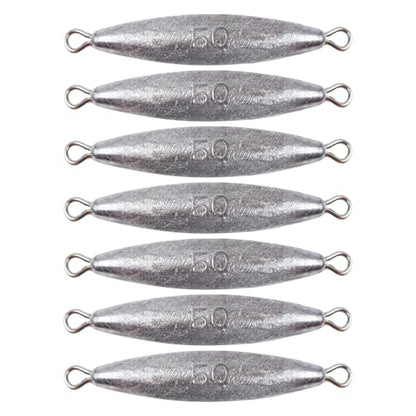 Through Wire Inline Torpedo Sinkers, Lead Double Ringed One Piece Wire Saltwater Fishing Torpedo Weights for Bottom Surf Fishing 1oz, 2oz, 3oz, 4oz, 5oz - size: 1 - 3/4 OZ, 7 PCS, style: A - Dual Ringed Torpedo