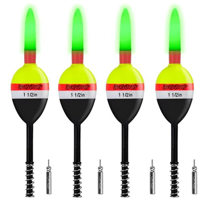 QualyQualy 4PCS Lighted Slip Bobbers Fishing Floats Glow in the Dark Spring Bobber for Crappie Walleyes Fishing - color: 1.5in - 4pcs