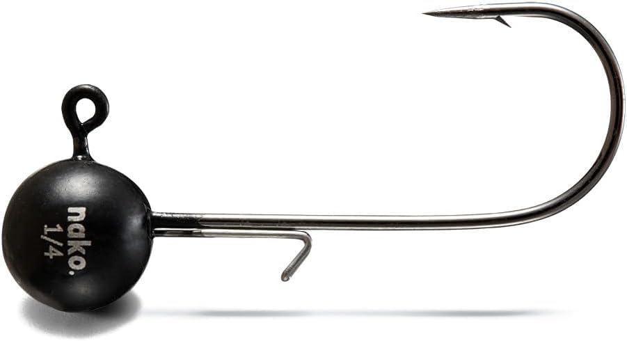 Nako 200% Sensitive Tungsten Ball Jig Heads - 5 Pack - No Chip Black - Tungsten Fishing Jig Heads, 1/32, 1/16, 1/8, 3/16, 1/4, 3/8oz, Damiki Rig Jig Heads - size: 3/16 oz - #1/0 Hook - 5 Pack