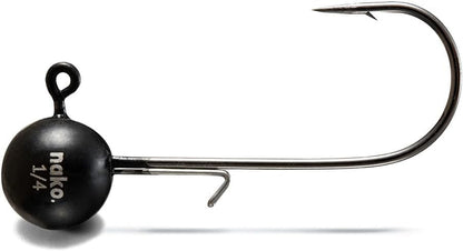 Nako 200% Sensitive Tungsten Ball Jig Heads - 5 Pack - No Chip Black - Tungsten Fishing Jig Heads, 1/32, 1/16, 1/8, 3/16, 1/4, 3/8oz, Damiki Rig Jig Heads - size: 3/8 oz - #3/0 Hook - 5 Pack