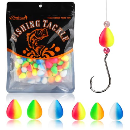 Dovesun 220/104/80/60/54/52/42pcs Pompano Rig Floats for Surf Fishing Foam Bobbers for Fishing Fly Fishing Bobbers Floats Bright Color Kit/Round/Cylindrical/Heart/Bullet/Pill/Spin Shape - color: Heart-60pcs