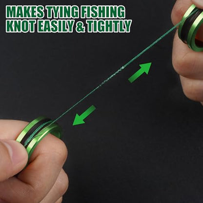 OROOTL Fishing Line Ring Knot Tying Tool, 2pcs Fishing Knot Tying Tool Alloy Line Dragger Tightener Ring FG GT Knot Puller PE Fishing Line Knotting Device Accessories for Saltwater Freshwater - color: Green-2pcs