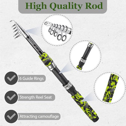 Tripquips 6.9FT Telescopic Fishing Rod - Lightweight Spinning Fishing Pole for Freshwater and Saltwater Anglers - color: ORANGE