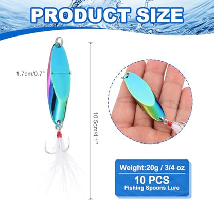 PATIKIL Fishing Spoons, Fishing Lures Casting Spoon Treble Hooks Jigs Hard Metal Spinner Baits - color: Multicolor, size: 3/4 oz