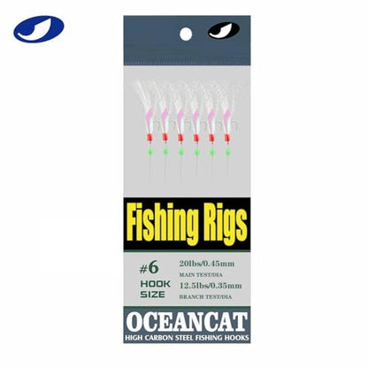 5/10/25/50/100 Packs Fishing Rigs 6 Hook/Set Rainbow Skin Silk String Hook Fishing Lure Saltwater Freshwater Bait Rig Tackle 5#6#7#8#9#10# - size: 8#-10 Packs