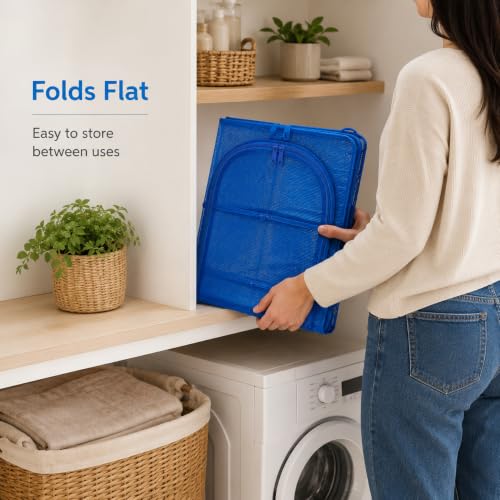 Toddmomy Foldable Fish Drying -Layer Hanging Mesh Dryer for Shrimp Fish Fruit Vegetables Lightweight Quick-Dry Cage with Buckle 25.98 X 15.74 X 15.74 in for Indoor Outdoor Use