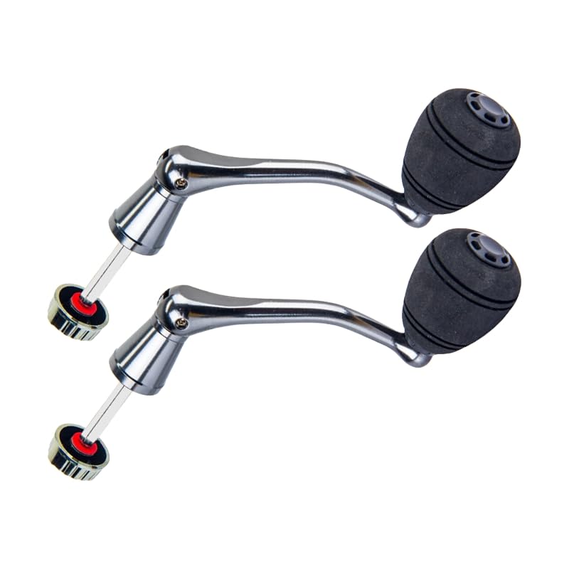 2pcs Universal Metal CNC Reel Handle with EVA Knob for Spinning Reels Replacement Crank Arm for Smooth Retrieval (S) - size: Small