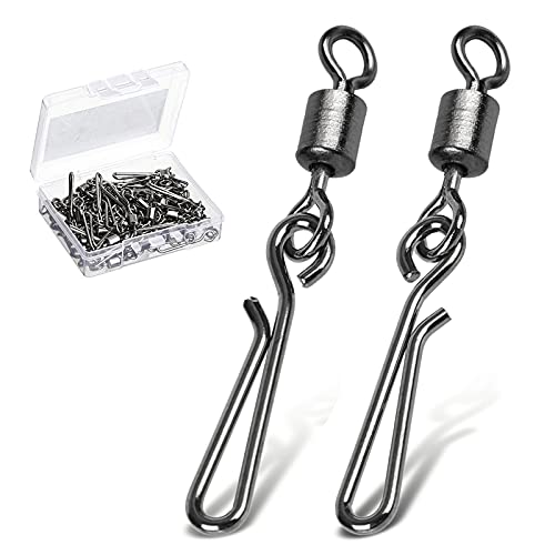 AMYSPORTS Rolling Connector Fishing Swivel Saltwater Corrosion Resistance Snap Swivels Kit Stainless Quick Fishing Snap Barrel Freshwater Trolling Accessories - size: Size 10+10 (11lb) 100 pcs