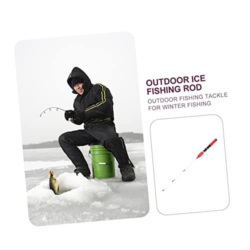 POPETPOP Portable Ice Fishing Rod Lightweight Short Winter Fishing Pole Metal Lure