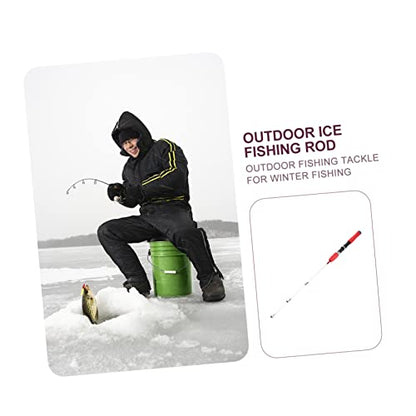 POPETPOP Portable Ice Fishing Rod Lightweight Short Winter Fishing Pole Metal Lure