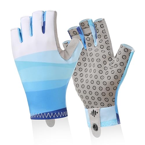 UPF 50+ Sun Gloves Uv Protection ,Fingerless Men Women Gloves for Fishing Glfing Kayaking Hiking Sailing Driving